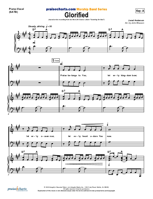 Glorified Piano/Vocal (SATB) (New Life Worship)