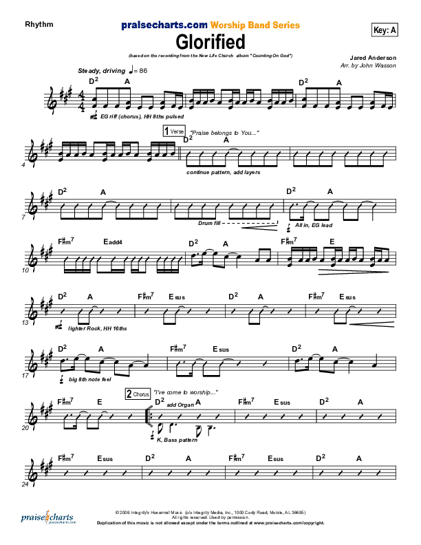 Glorified Rhythm Chart (New Life Worship)