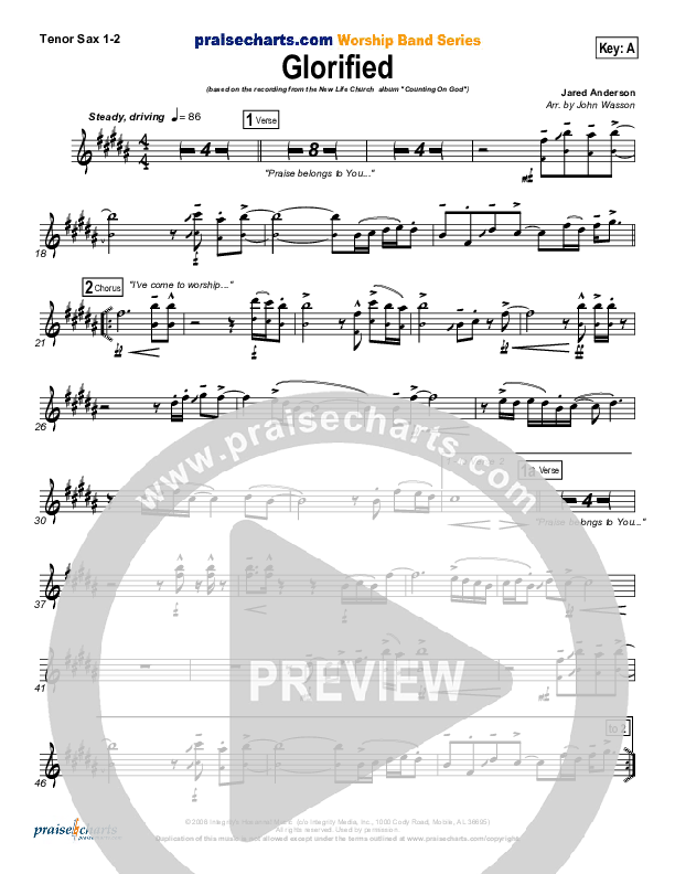 Glorified Tenor Sax 1/2 (New Life Worship)
