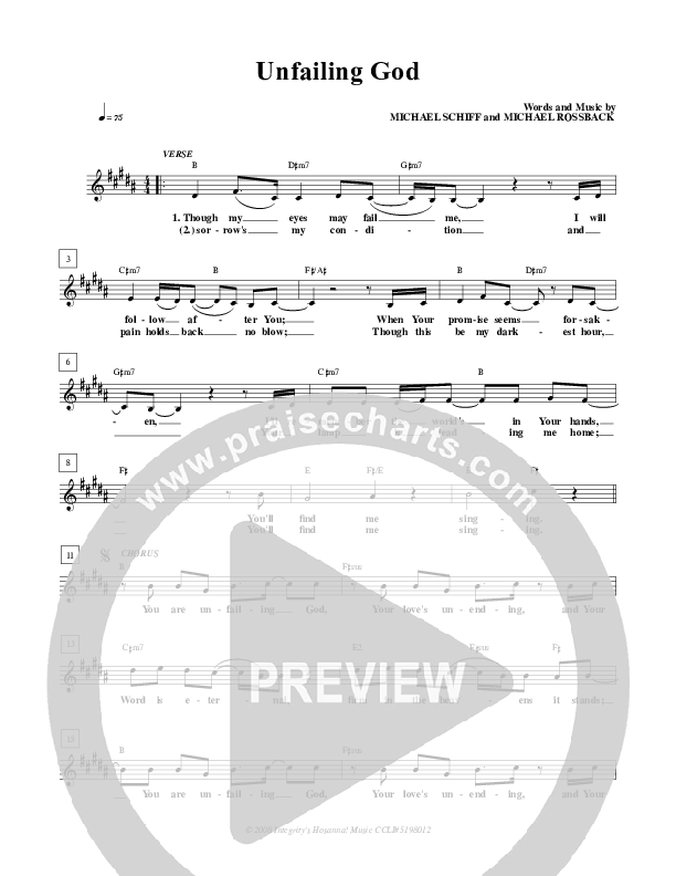 Unfailing God Lead Sheet (New Life Worship)