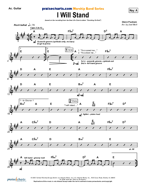 I Will Stand Acoustic Guitar (New Life Worship)
