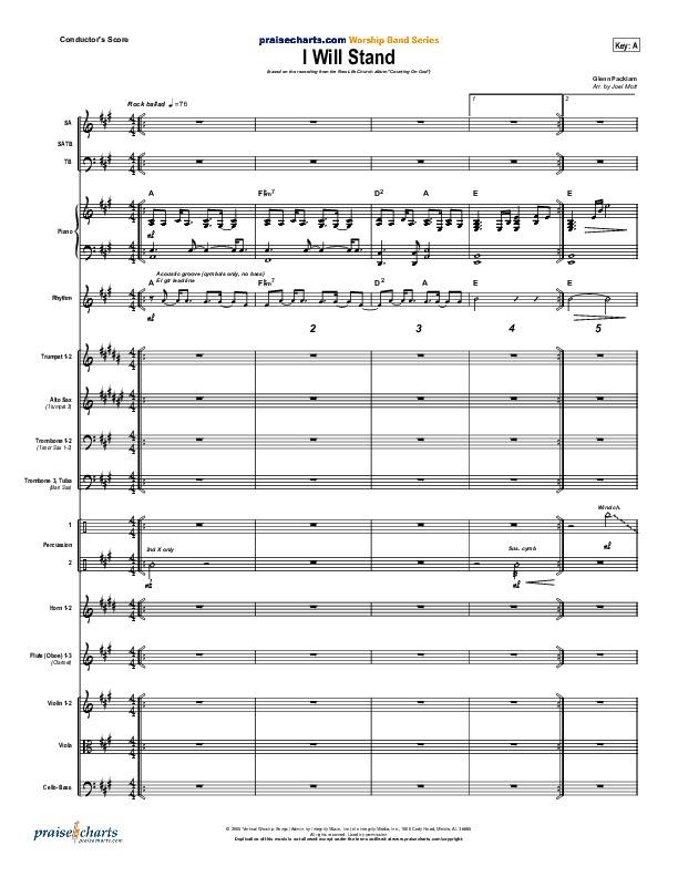 I Will Stand Conductor's Score (New Life Worship)