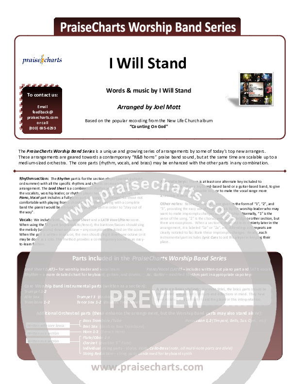 I Will Stand Cover Sheet (New Life Worship)