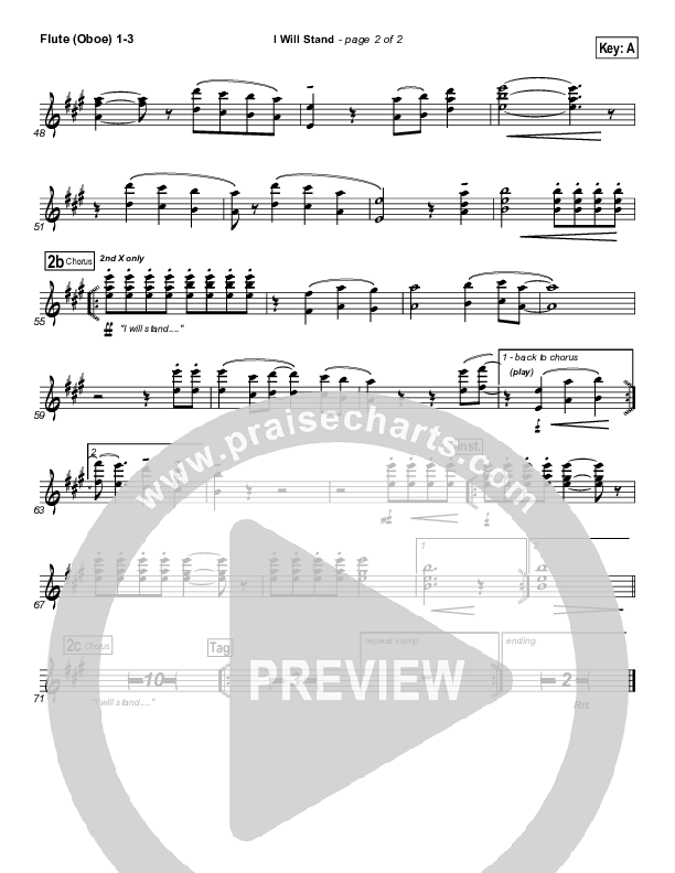 I Will Stand Flute/Oboe 1/2/3 (New Life Worship)