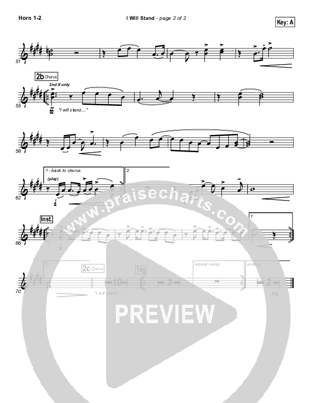 I Will Stand French Horn 1/2 (New Life Worship)