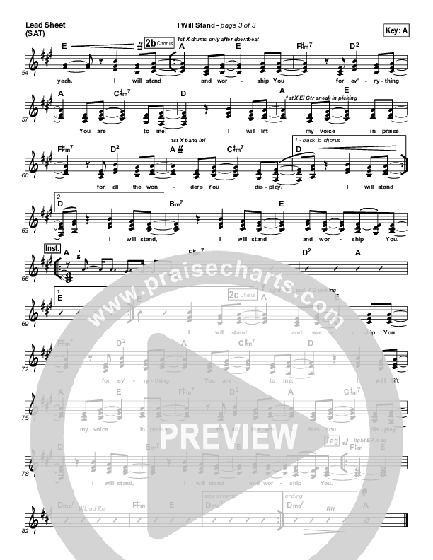 I Will Stand Lead Sheet (New Life Worship)