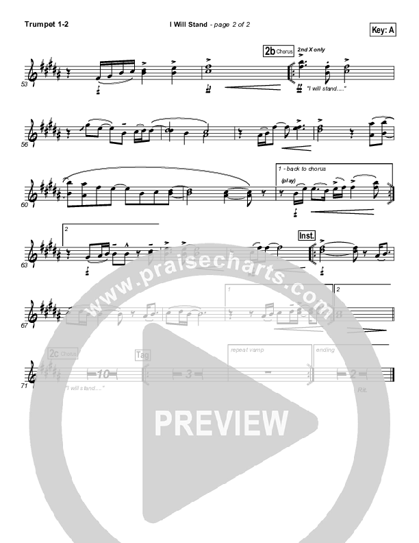 I Will Stand Trumpet 1,2 (New Life Worship)