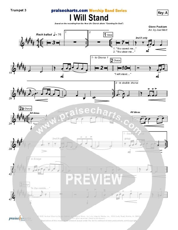 I Will Stand Trumpet 3 (New Life Worship)