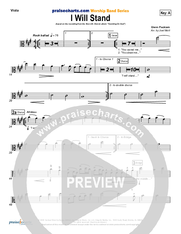 I Will Stand Viola (New Life Worship)