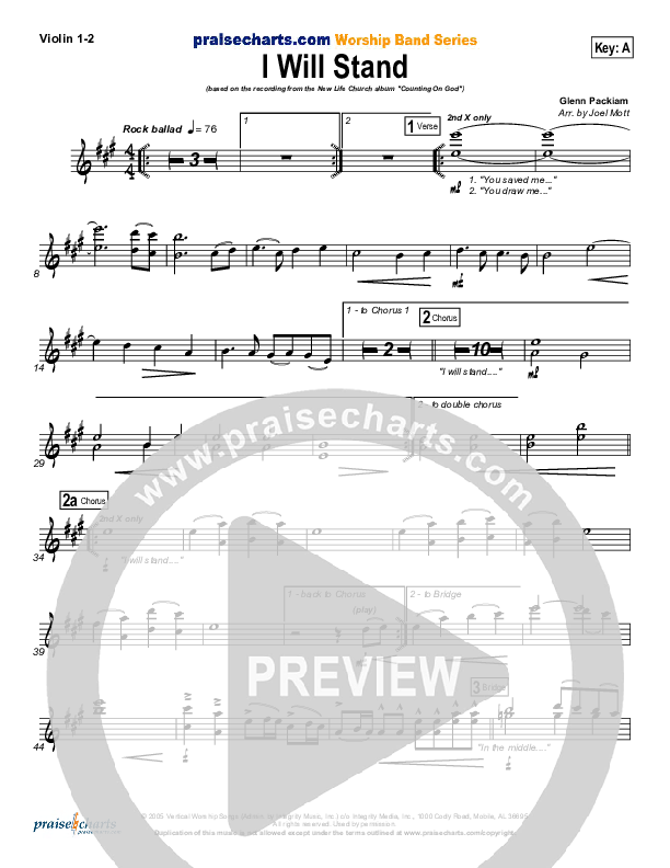 I Will Stand Violin 1/2 (New Life Worship)