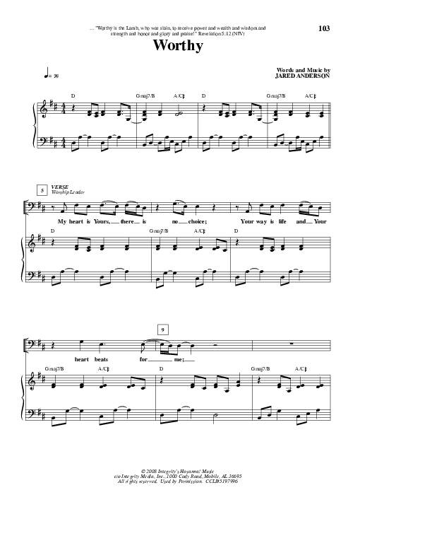 Worthy Lead & Piano (New Life Worship)