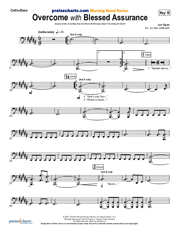 Overcome Cello/Bass (New Life Worship)