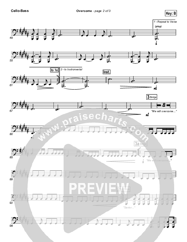 Overcome Cello/Bass (New Life Worship)