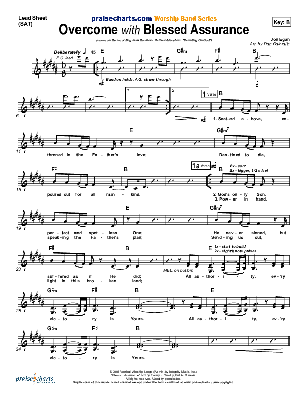 Overcome Lead Sheet (New Life Worship)