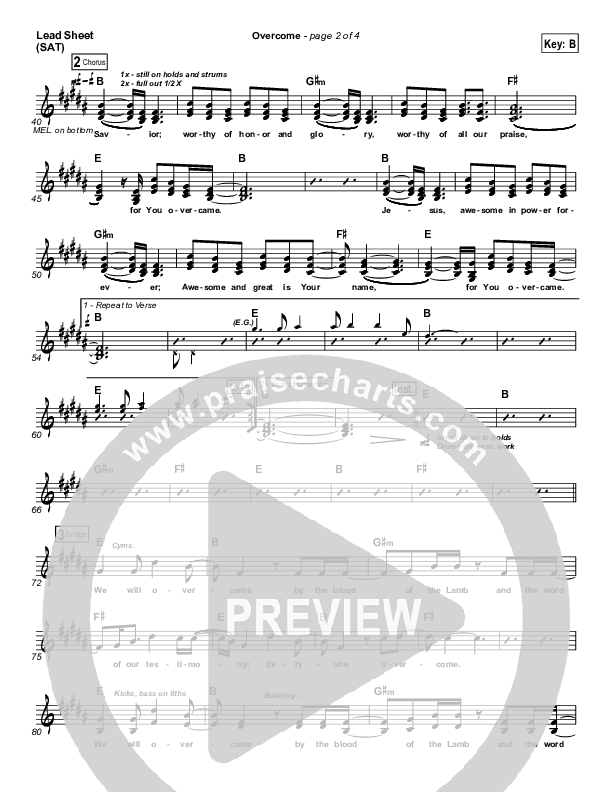Overcome Lead Sheet (New Life Worship)