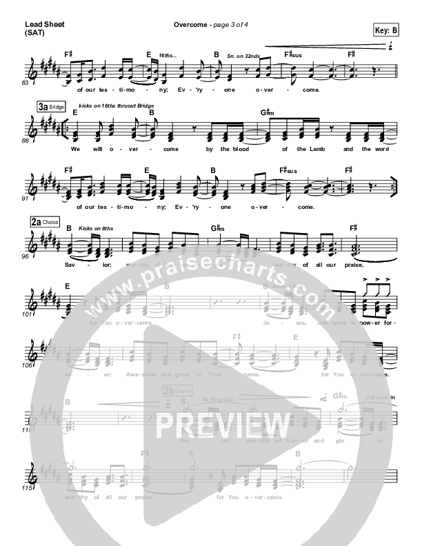 Overcome Lead Sheet (New Life Worship)