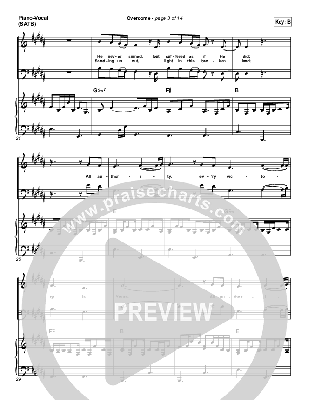 Overcome Piano/Vocal & Lead (New Life Worship)