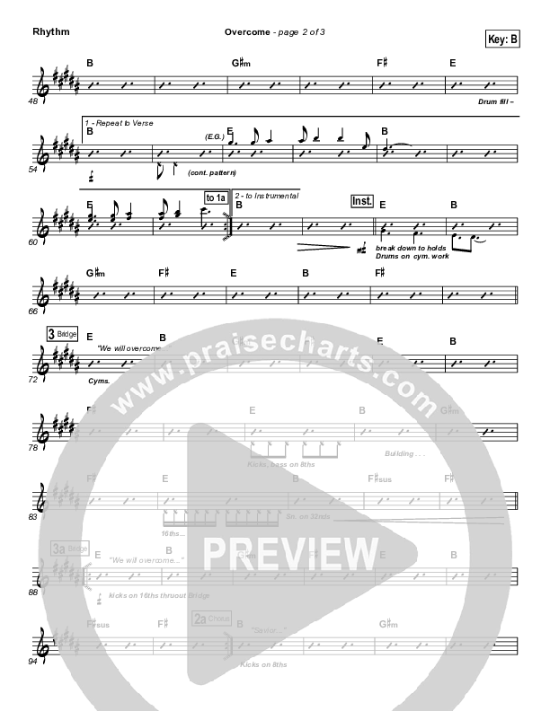 Overcome Rhythm Chart (New Life Worship)