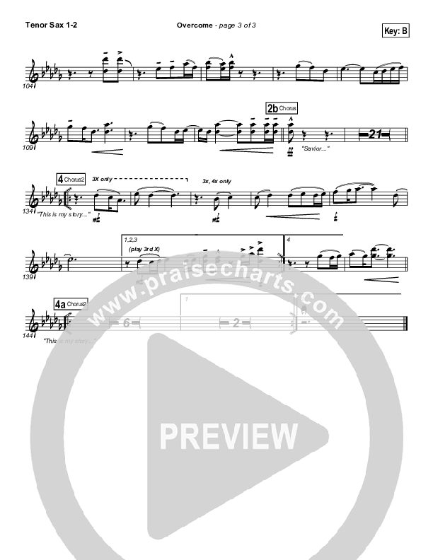 Overcome Tenor Sax 1/2 (New Life Worship)