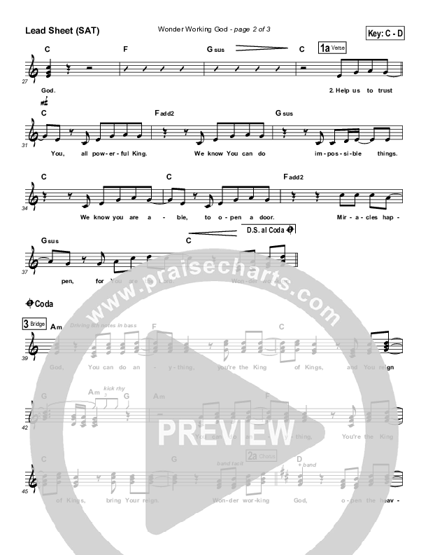 Wonder Working God Lead (SAT) (Andy Park)