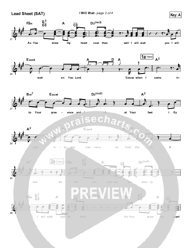 I Will Wait Lead Sheet (Jonathan Firey)