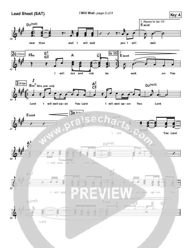 I Will Wait Lead Sheet (Jonathan Firey)