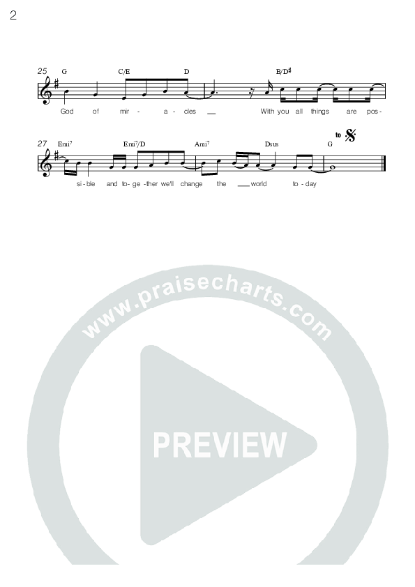 God Of Miracles Lead Sheet (Metrochurch)