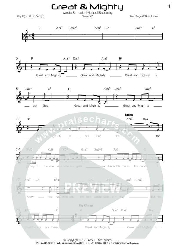 Great and Mighty Lead Sheet (Metrochurch)