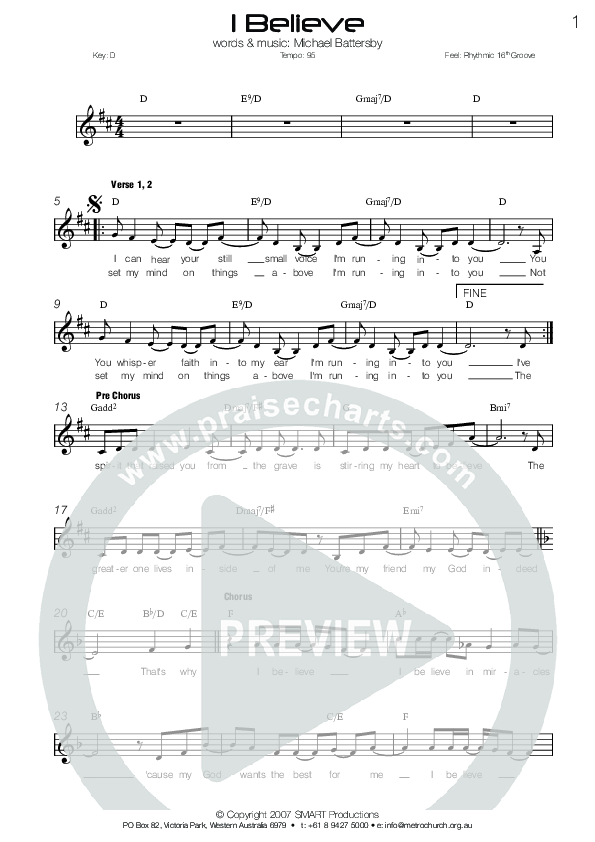 I Believe Lead Sheet (Metrochurch)