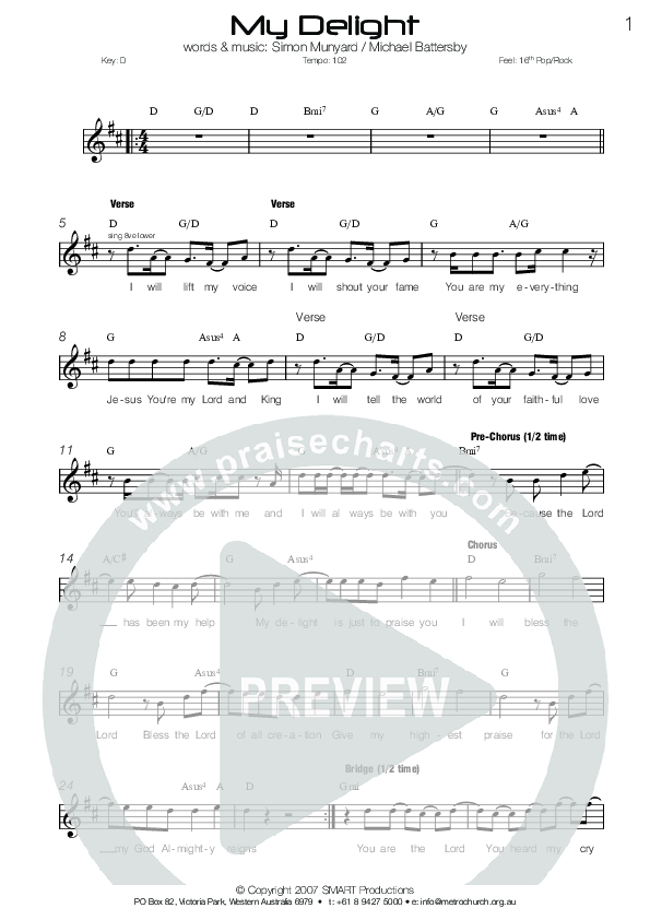 My Delight Lead Sheet (Metrochurch)
