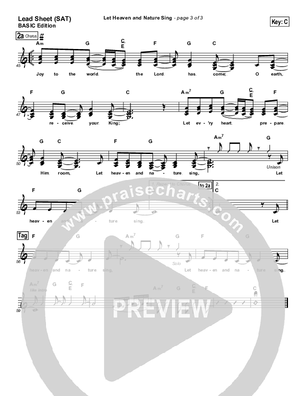 Let Heaven and Nature Sing Lead Sheet (SAT) ()
