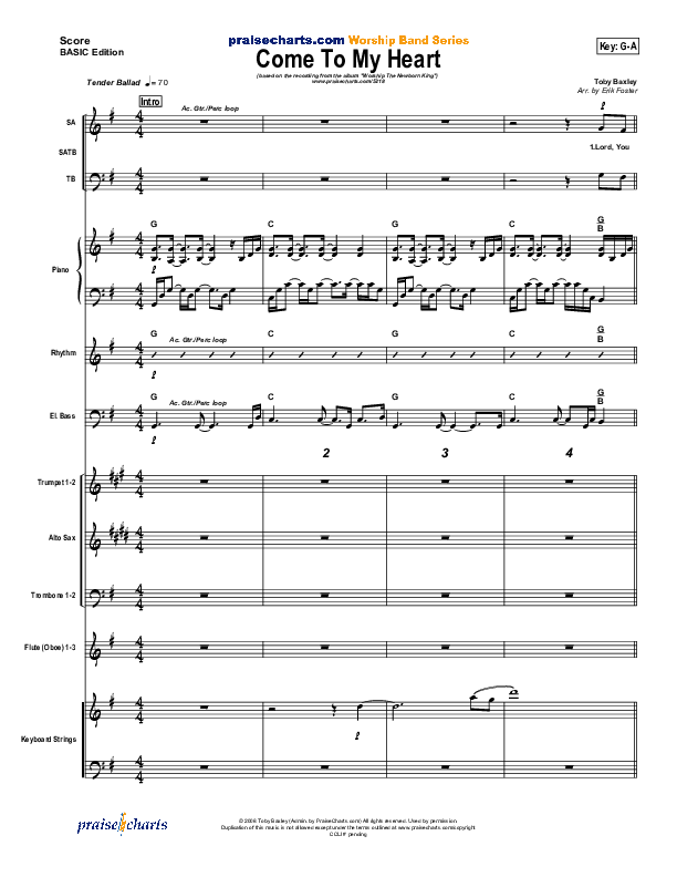 Come To My Heart Conductor's Score ()