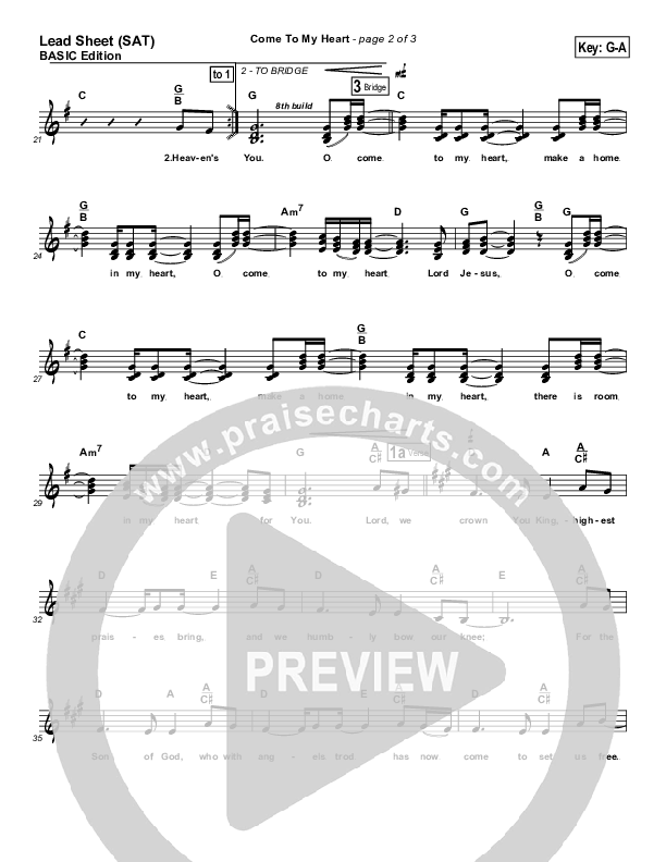 Come To My Heart Lead Sheet (SAT) ()