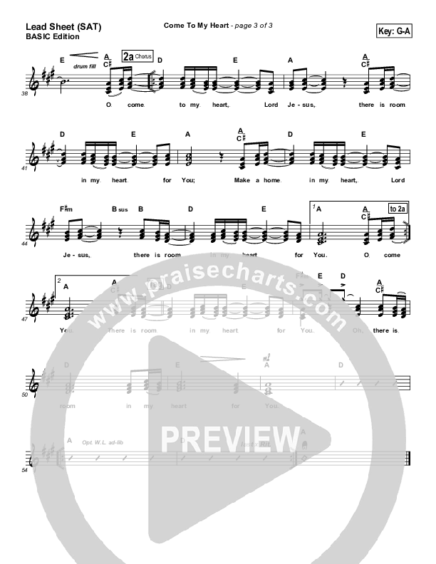 Come To My Heart Lead Sheet (SAT) ()