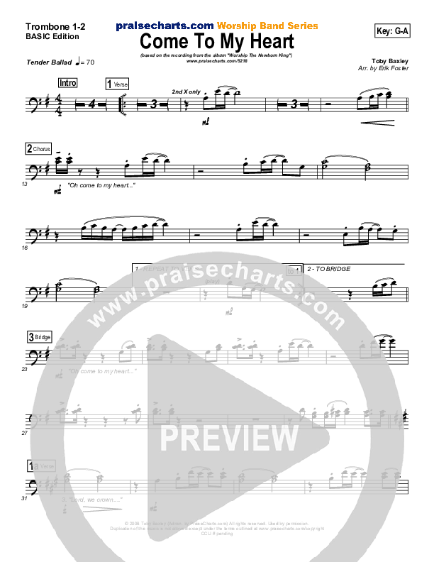 Come To My Heart Trombone Sheet Music PDF () PraiseCharts