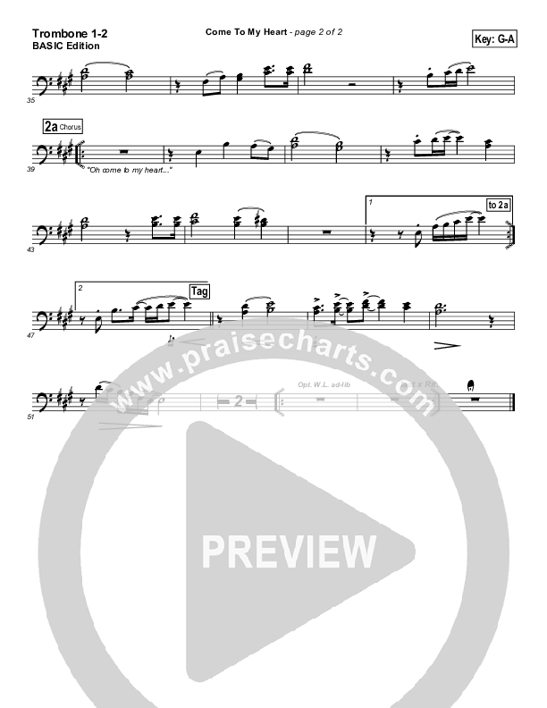Come To My Heart Trombone 1/2 ()