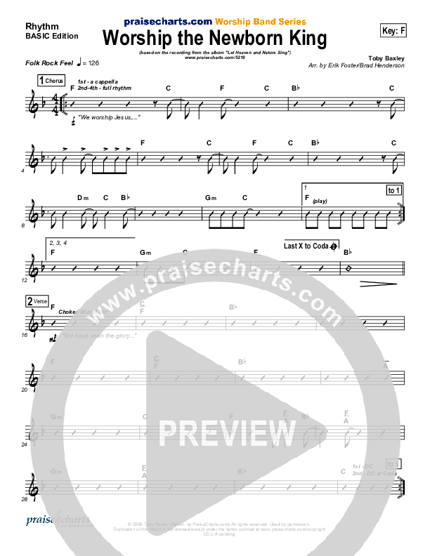 Worship the Newborn King Rhythm Chart (Toby Baxley)