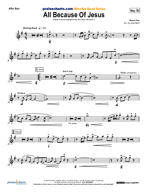 All Because Of Jesus (Radio) Alto Sax (FEE Band)