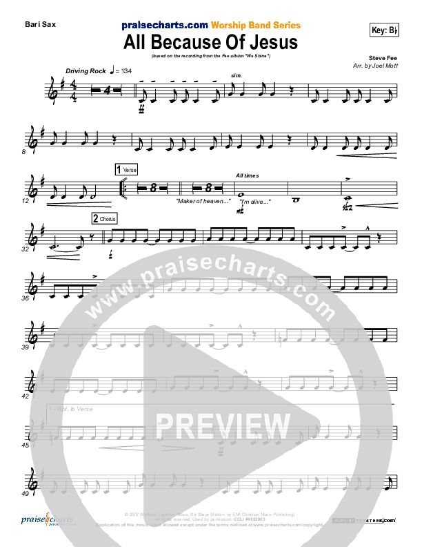 All Because Of Jesus (Radio) Bari Sax (FEE Band)