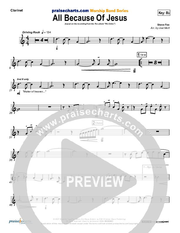 All Because Of Jesus (Radio) Clarinet (FEE Band)