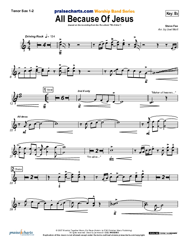 All Because Of Jesus (Radio) Tenor Sax 1/2 (FEE Band)