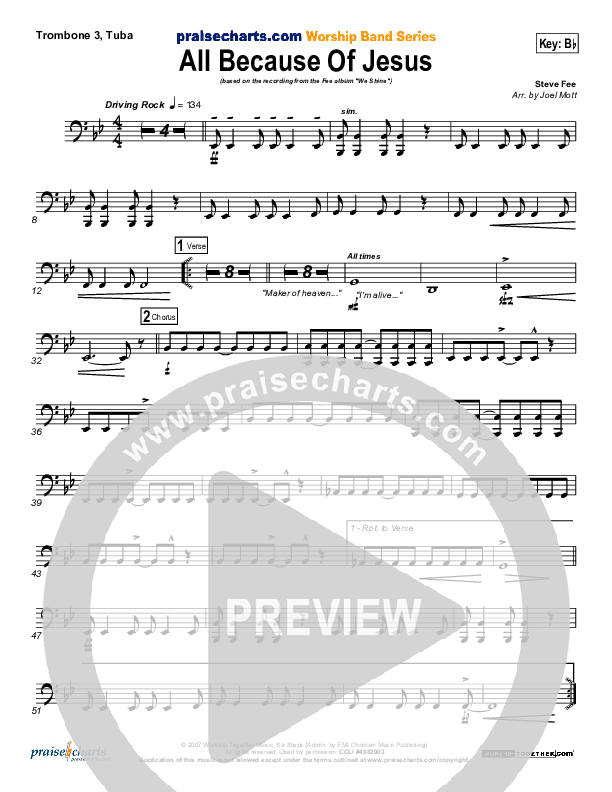 All Because Of Jesus (Radio) Trombone 3/Tuba (FEE Band)