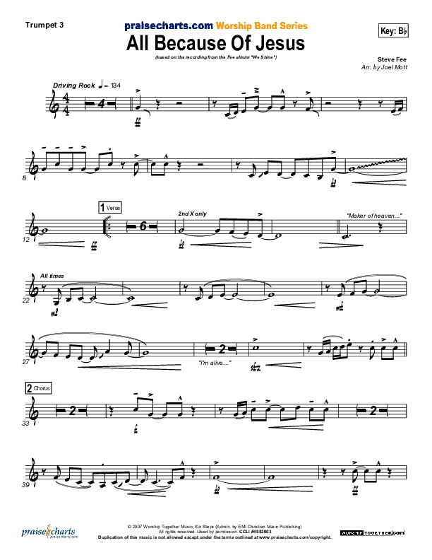 All Because Of Jesus (Radio) Trumpet 3 (FEE Band)