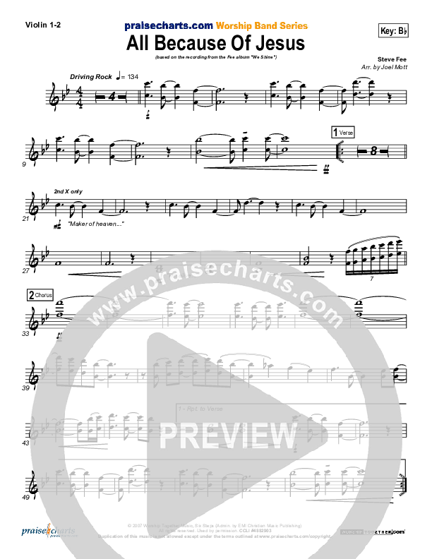 All Because Of Jesus (Radio) Violin 1/2 (FEE Band)
