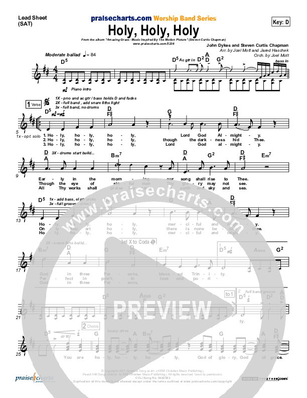 Holy Holy Holy Lead Sheet (SAT) (Steven Curtis Chapman)