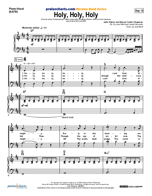 Holy Holy Holy Piano/Vocal Pack (Steven Curtis Chapman)