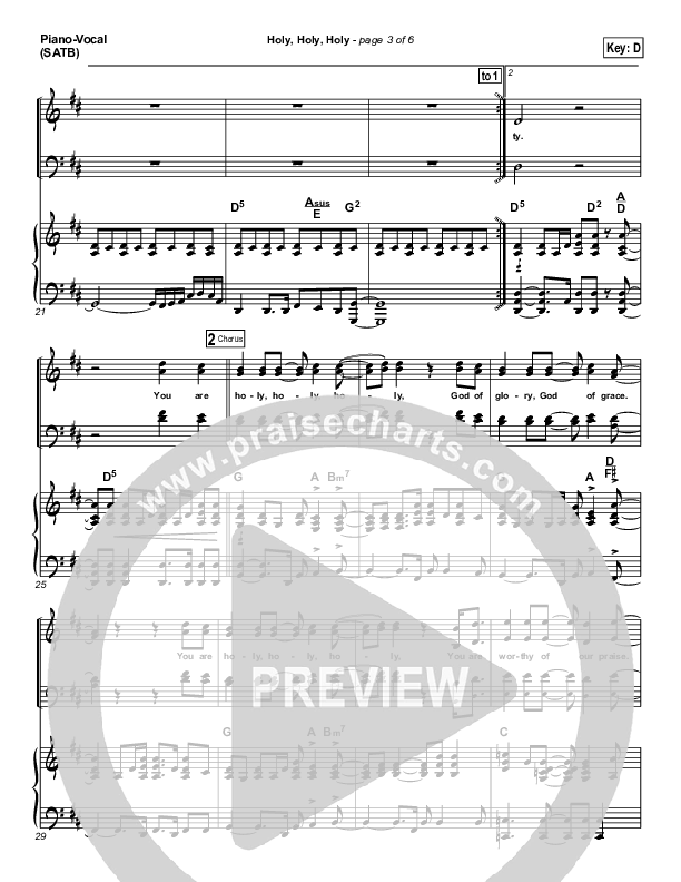 Holy Holy Holy Piano/Vocal (SATB) (Steven Curtis Chapman)