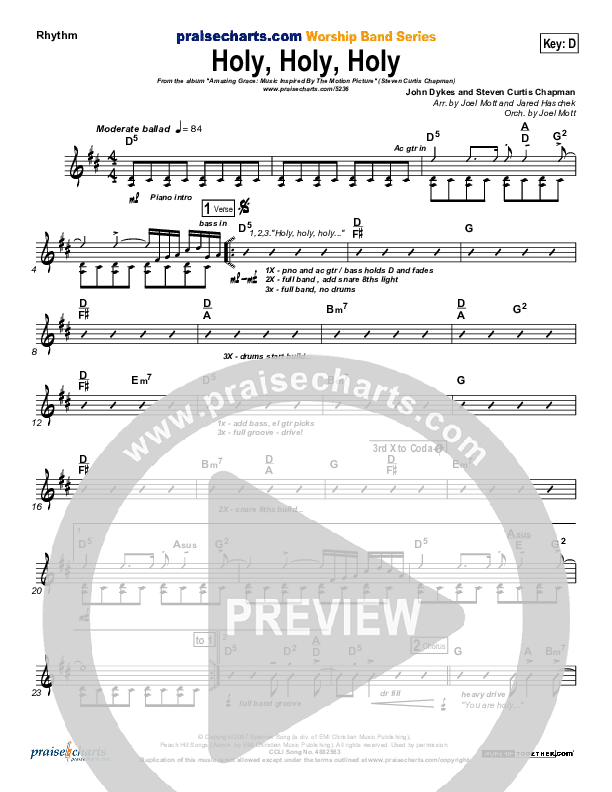 Holy Holy Holy Rhythm Chart (Steven Curtis Chapman)