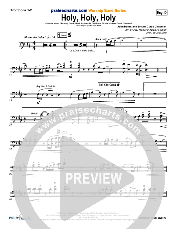 Holy Holy Holy Trombone Sheet Music PDF (Steven Curtis Chapman