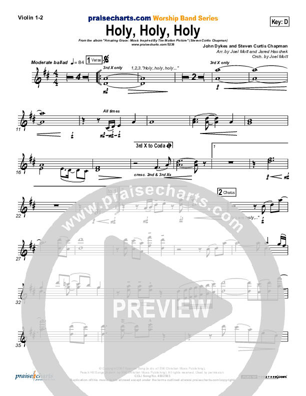 Holy Holy Holy Violin 1/2 (Steven Curtis Chapman)